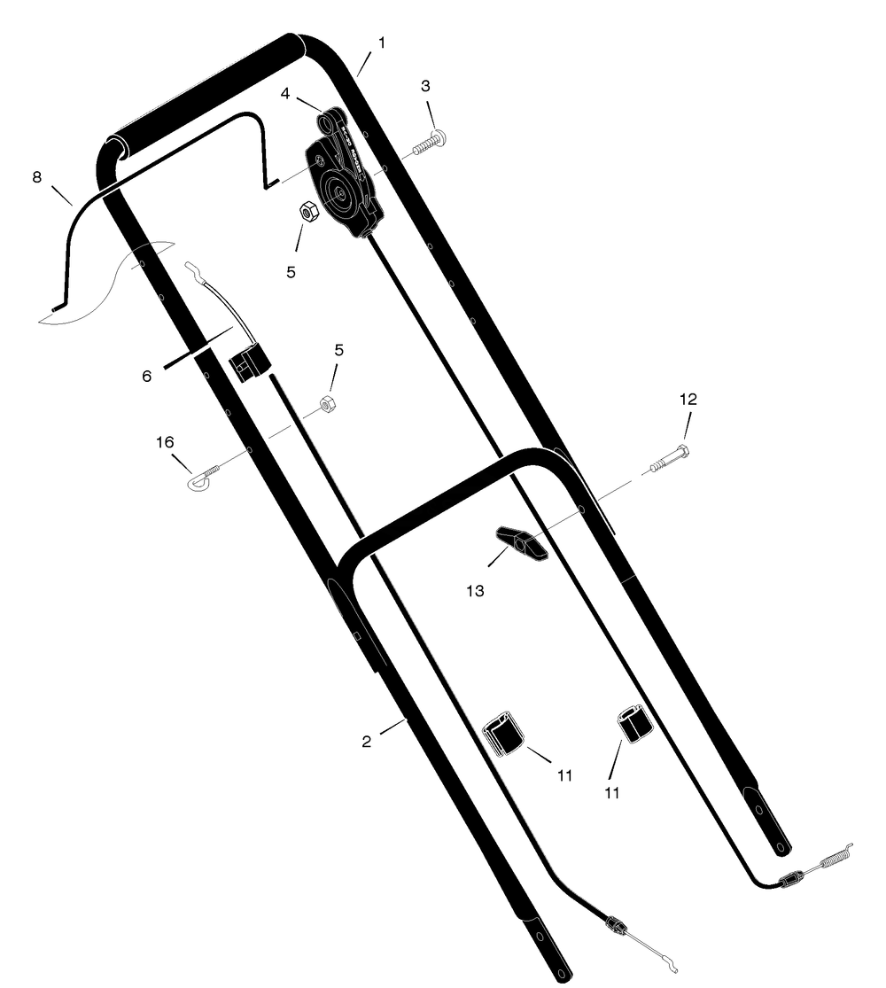 Handle Assembly Diagram and Parts List for 226110X50A 2005 Briggs and Stratton Lawn Mower